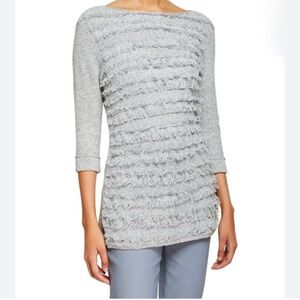 NIC+ZOE Sea Level Fringe-Striped Lightweight cotton sweater size L